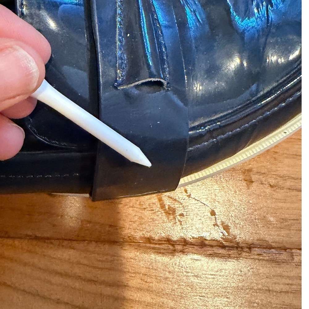 Tory Burch Women Navy Patent Leather Golf Tee Loafers Flat Shoes T-Logo Size 8M - Picture 7 of 8